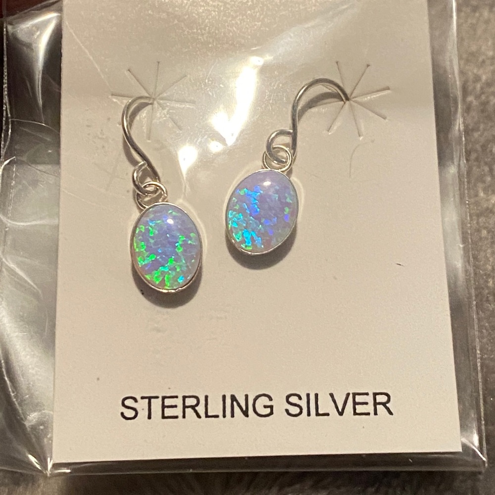 Delicate fire opal silver earrings